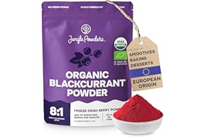 Jungle Powders Black Currant Powder Organic 5 Ounce Bag, Freeze Dried Currants Fruit Black Current Tea Juice, Blackcurrant Extract for Smoothies, Baking, Flavoring and Smoothies