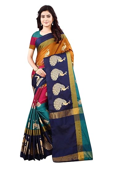 Women's Banarasi Silk Cotton Saree With Blouse Piece