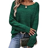 SHEWIN Women's Sweaters Crew Neck Crochet Sweater Lightweight Knit Long Sleeve Tops Shirts Loose Fit Spring 2026