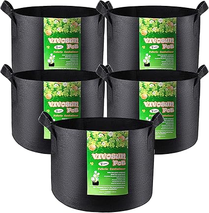 VIVOSUN 5-Pack 7 Gallon Plant Grow Bags 