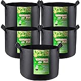 VIVOSUN 5-Pack 7 Gallon Plant Grow Bags, Heavy Duty Thickened Nonwoven Fabric Pots with Handles