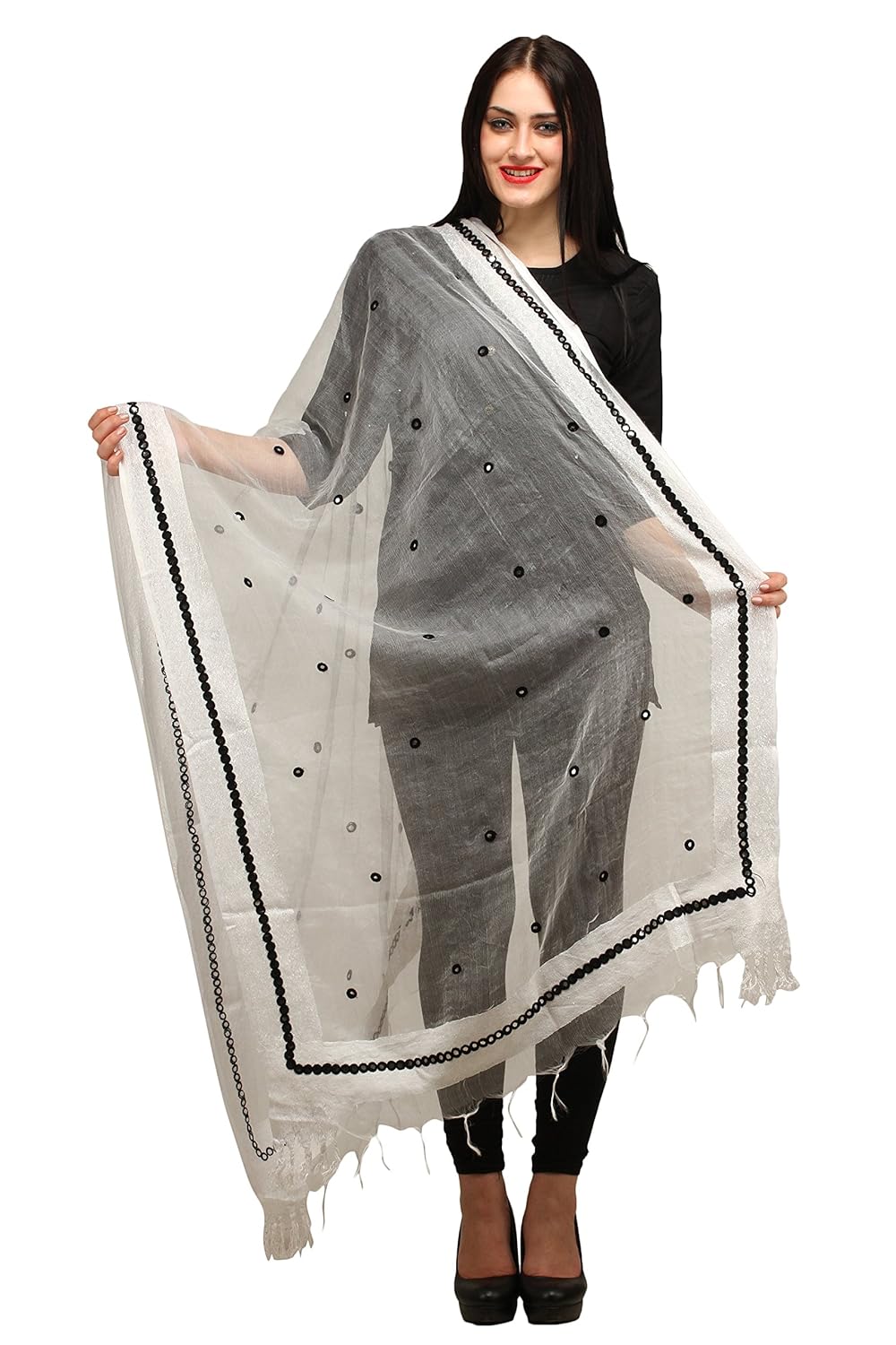 aksara white organza dupatta