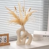 Noevany Ceramic Vase Set of 2 Pack Minimalist Decor Irregular Ceramic Vase Modern Decor Suitable for Dining Table Decor, Kitchen, Living Rooms, Bedrooms, Offices (Cream White)