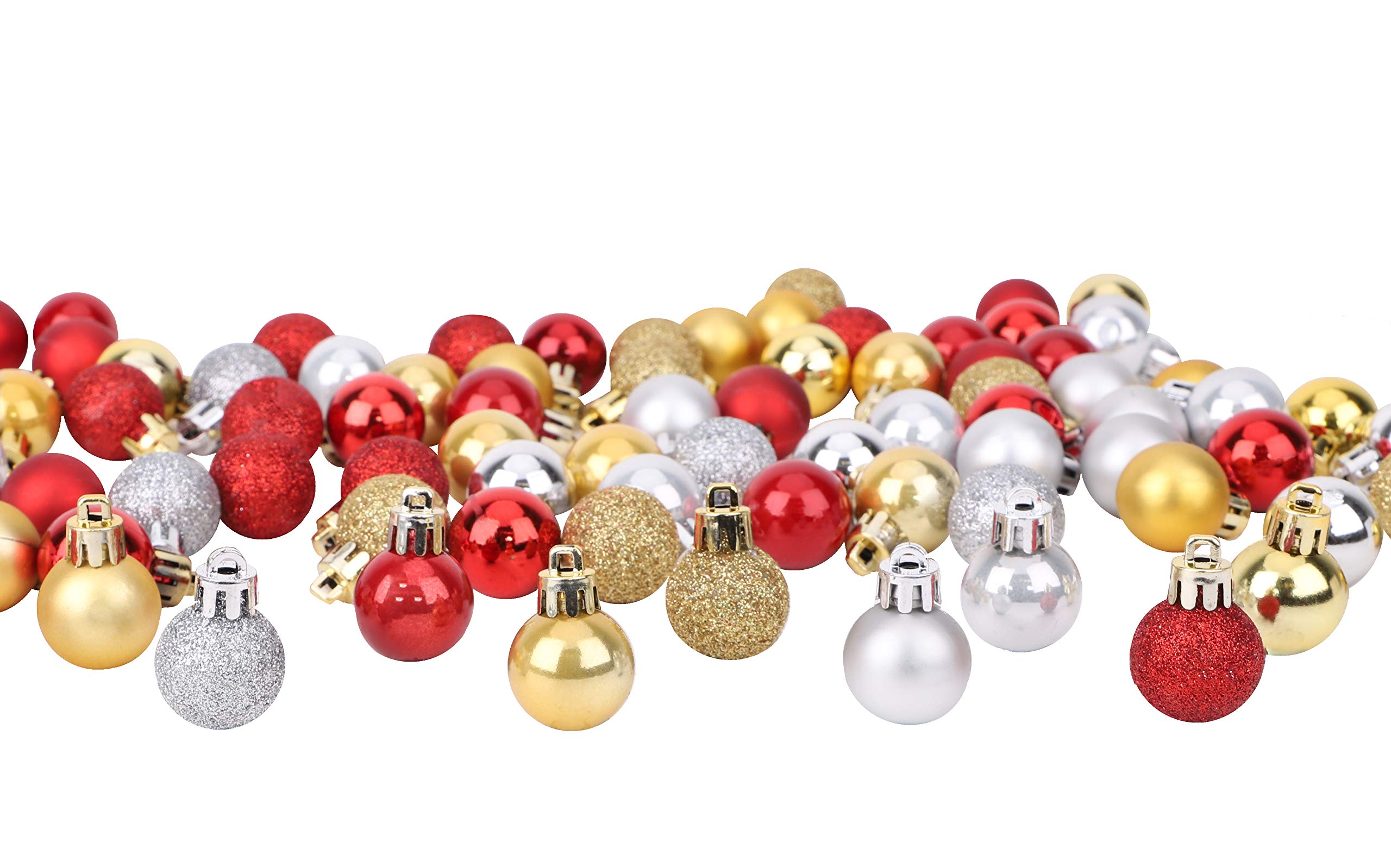 Toyland® - Set of 96 Mini Christmas Baubles 32 Red, 32 Silver Balls and 32 Gold Balls - 2.5 cm (25 mm)