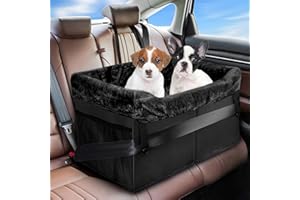 Lingusta Dog Car Seat for Medium/Large Dog,Dog Booster Seat,Dog Car Bed,Washable Removable Pet Travel Safety Pet Car Seat with Storage Pockets,Dog Travel Bed Suitable for Dogs Under 60Lbs(Black)