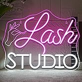 FAXFSIGN Lash Studio Neon Sign Eyelashes Room Neon Signs For Wall Decor Dimmable Led Light Spa Beauty Makeup Salon Studio Barber Shops Decoration Lash Tech Gifts Usb Powered 14.6" X 7.5"