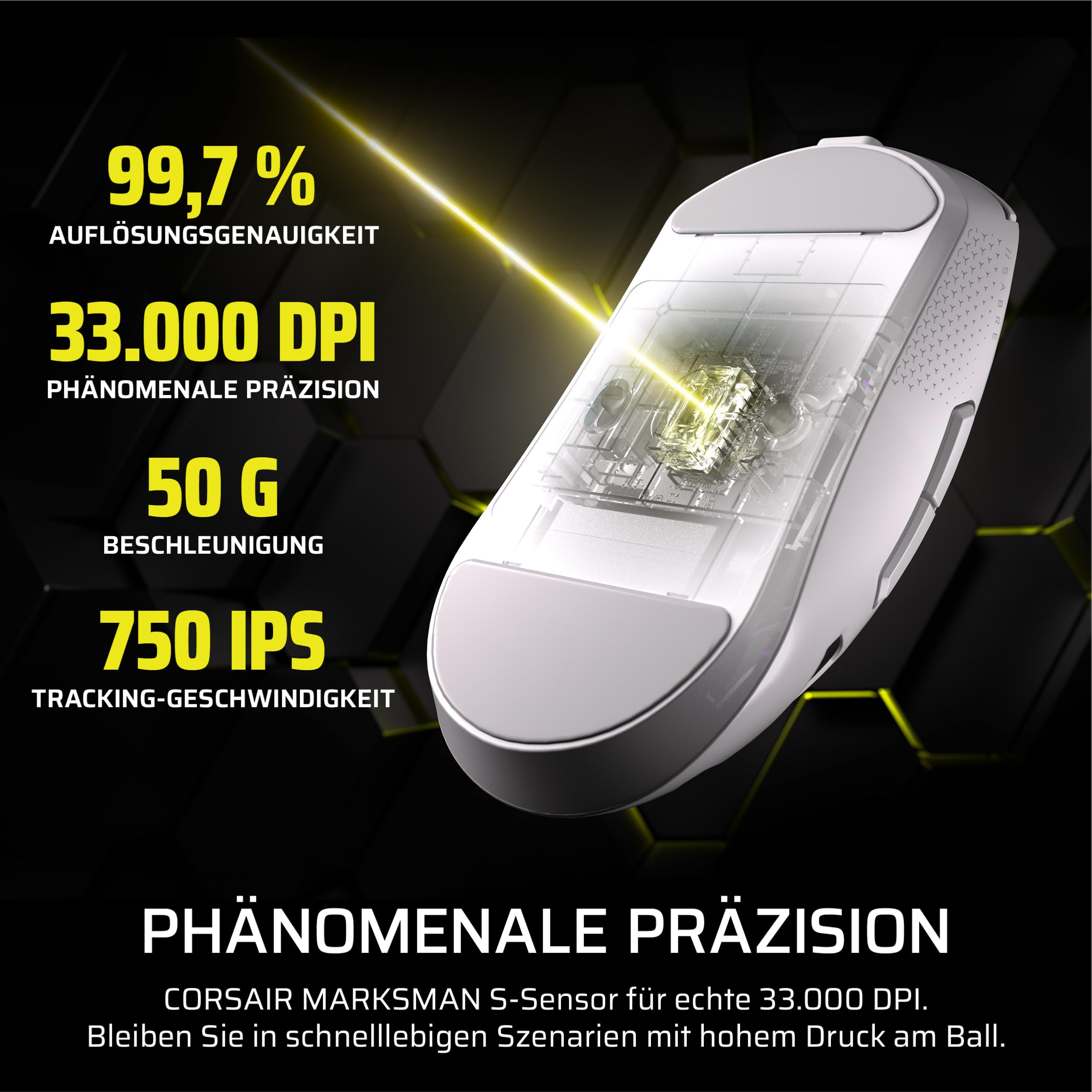 Corsair Sabre v2 PRO Kabellose MG FPS-Gaming-Maus – Weiß 6