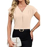 Blooming Jelly Womens Dressy Casual Blouses Business Work Tops Cap Short Sleeve Shirts Textured Summer Spring Outfits