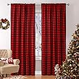 WUBODTI Valentine Red and Black Plaid Curtains 72 Inch Length for Living Room, Farmhouse Buffalo Plaid Checkered Curtains Rod Pocket Room Darkening Gingham Drapes for Bedroom, 2 Panels