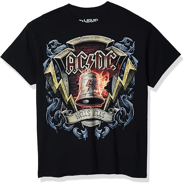 Liquid Blue Men's Ac/DC-Hells Bells Shield T-Shirt, Black