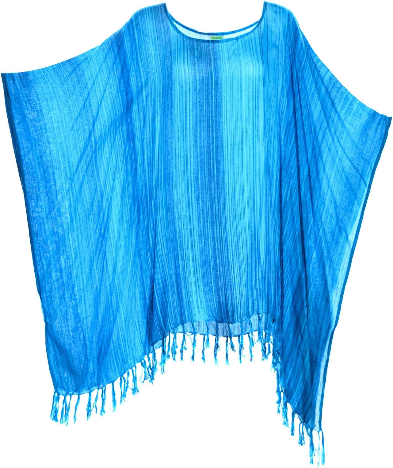 Lifestyle Batik Women's Plus Size Wind Tick Stripe Tie Dye Batik Tunic Top 4X 5X 02 Blue