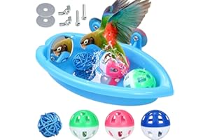 Nobgum Bird Bath for Cage, Bird Bath Toy with Small Double-Sided Mirror, Birdbath Cage Accessory with Small Bells for Small Birds Parrots Cockatiel Budgies