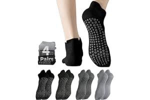 Yawlsow 4 Pair Pilates Grip Socks for Men Non Slip Grippy Socks Yoga Non Skid Sticky Sock for Hospital House Elderly