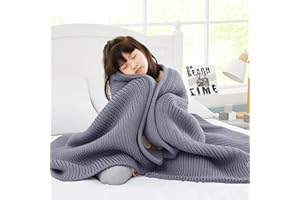 Guohaoi Knitted Weighted Blanket(Light Grey 50"x60" 7lbs),Home Décor Cooling Throw Blanket for Hot Sleepers,Hand Made Chunky Knit Heavy Blanket Use on Twin Size Bed