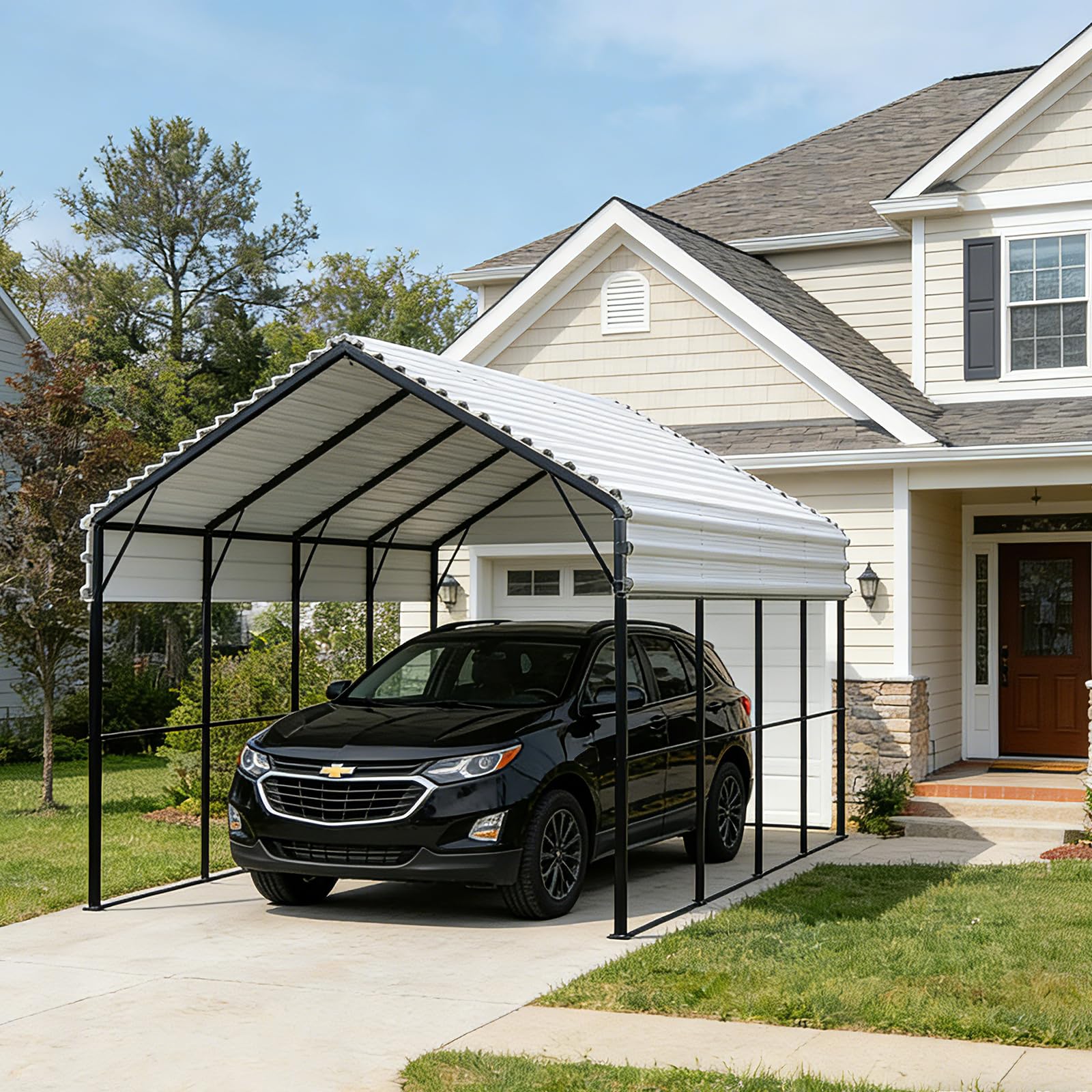Photo 1 of VOYSIGN Metal Carport Heavy Duty 12x20ft Outdoor Galvanized Steel Car Port, Vehicle Canopy Garage Shade, Multi-Use Shelter for Car, Boat, Tractors & Outdoor Storage