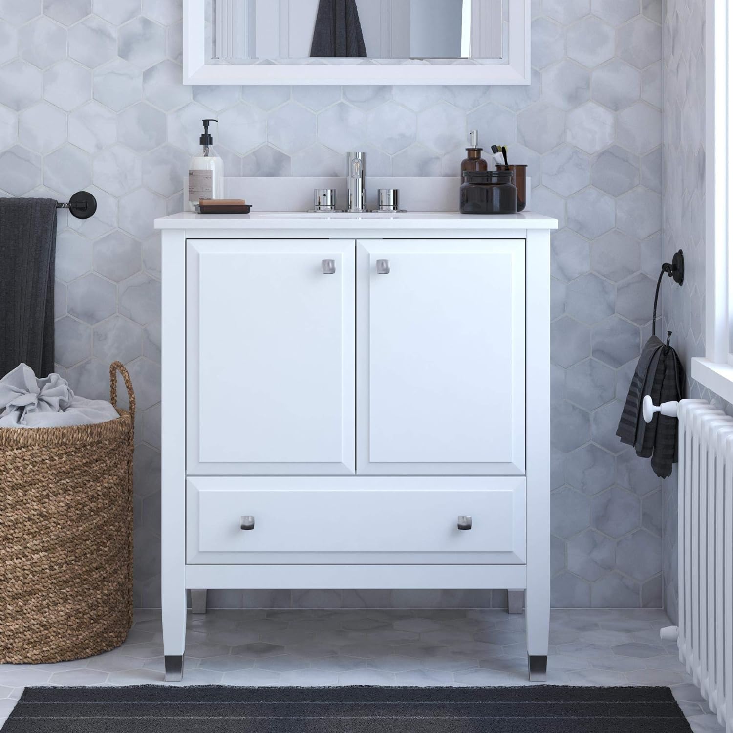 Amazon Com Dorel Living Metcalfe 30 Inch White Bathroom Vanity 30 Furniture Decor