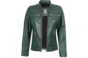 Decrum Leather Jacket for Women - Real Lambskin Cafe Racer Style Womens Leather Jackets