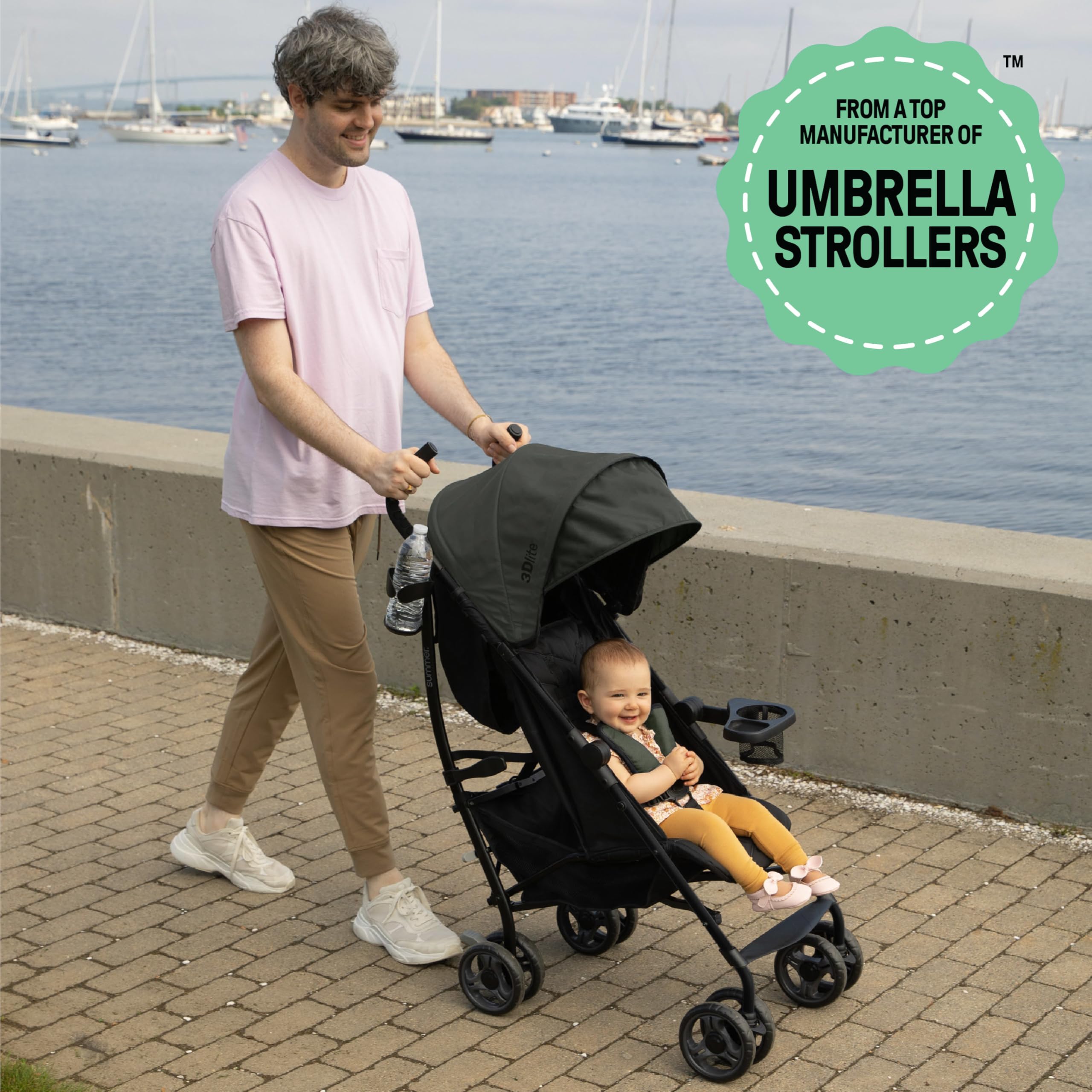 Summer Infant Ingenuity 3Dlite Convenience Stroller, Green–Lightweight Stroller with Aluminum Frame, Large Seat Area, 4 Position Recline, Extra Large Storage Basket–Infant Stroller for Travel & More