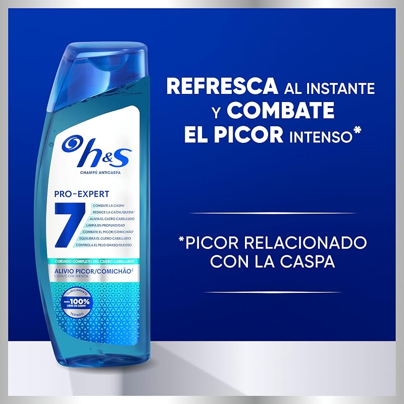 H&S Pro-Expert 7 Champú Anticaspa Alivio del Picor, 6x300ml