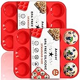 Anaeat Silicone Muffin Pan Set- Regular 12 Cups Cupcake Tray, Non-Stick Silicone Baking Molds for Making Muffin Cakes, Cupcak