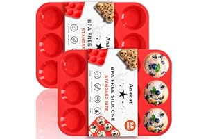 Anaeat Silicone Muffin Pan set- Regular 12 Cups Cupcake Tray, Non-Stick Silicone Baking Molds for Making Muffin Cakes, Cupcake, Chocolate, Bread,Tart and Desserts, Just Pop Out (2 Pack)