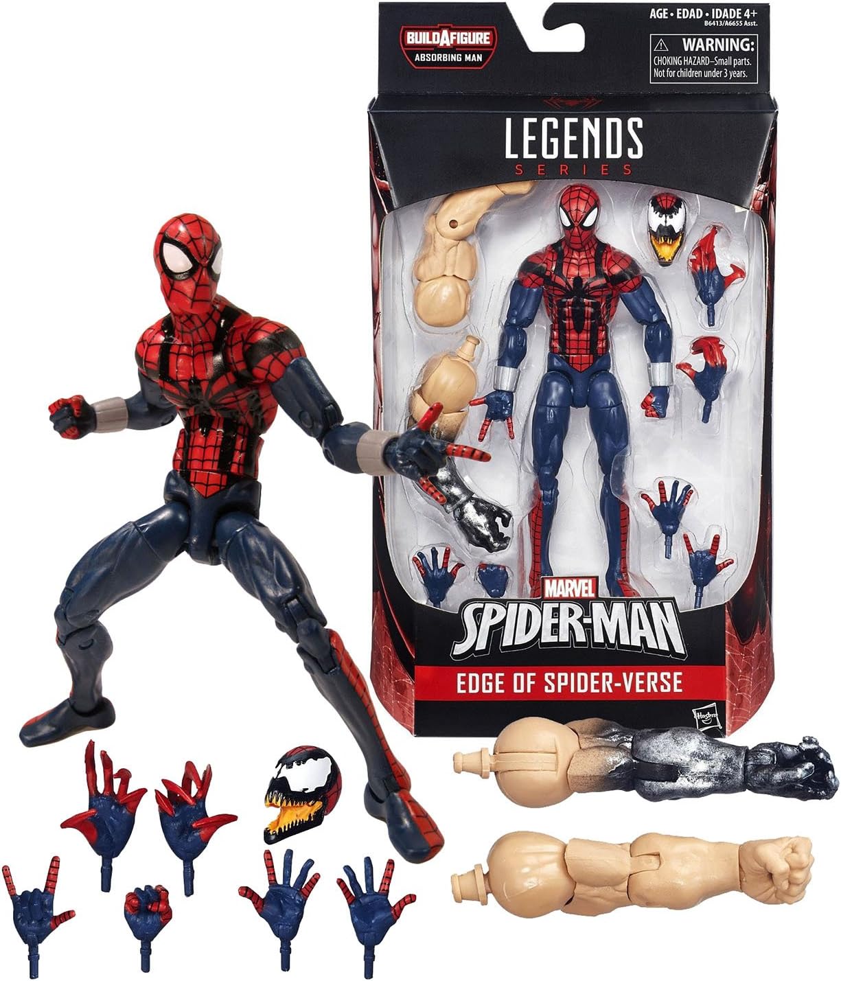 Marvel Year 2015 Legends Absorbing Man Series 6 Inch Tall Figure - Edge of Spider-Verse BEN REILLY SPIDER-MAN with Venom's Head, 6 Extra Hands and Absorbing Man Hands
