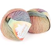 Coopay Yarn for Crocheting &amp; Knitting, Gradient Cake Yarns (Rainbow) | 2 &times; 3.53oz - 240yds - 50% Cotton 50% Acrylic Ombre Yarns, Crochet Yarn for Blankets, Shawls, Scarves