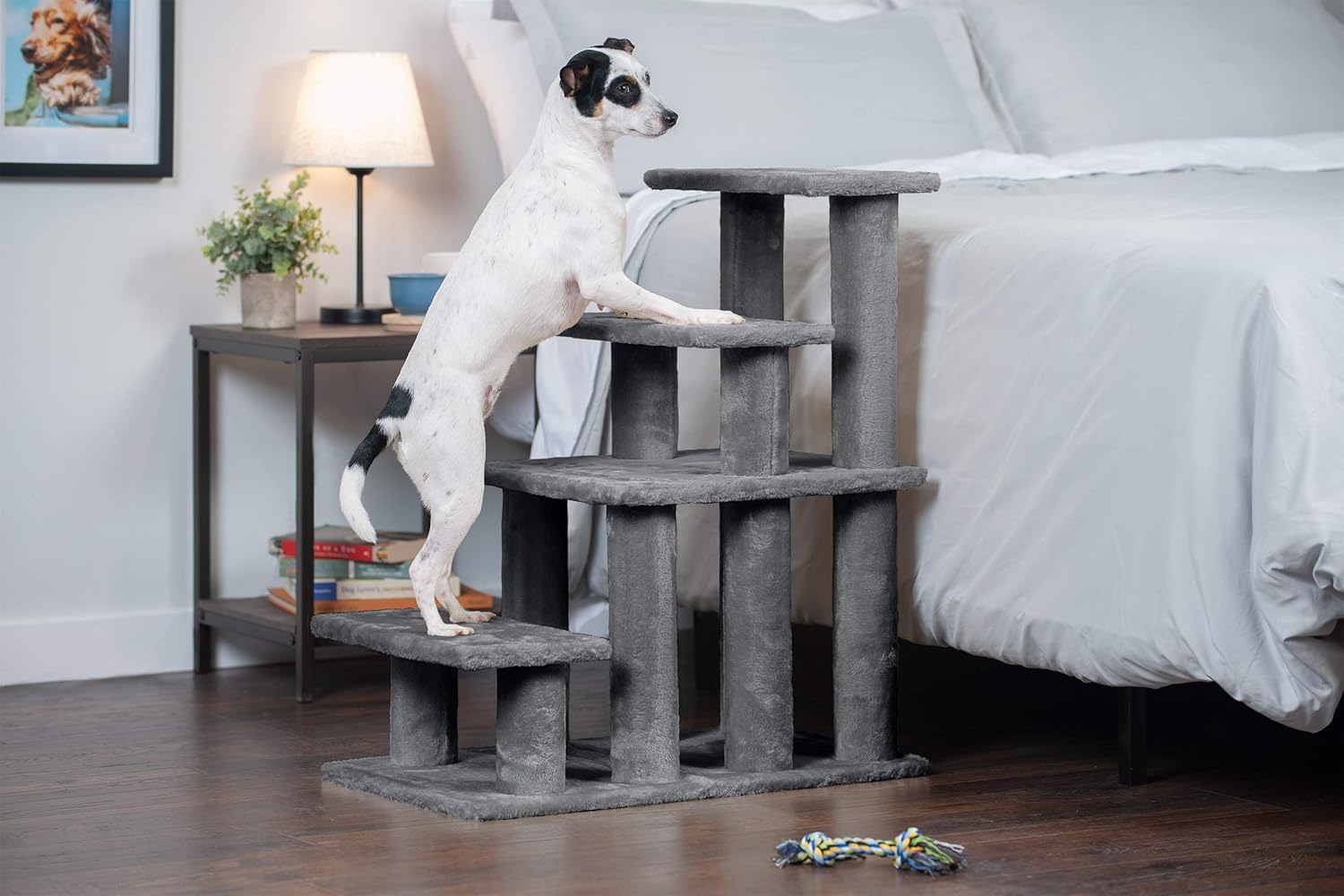 Furhaven Pet Stairs - Steady Paws Easy Multi-Step Pet Stairs Assist Ramp for Dogs and Cats, Gray, 4-Step : Pet Supplies