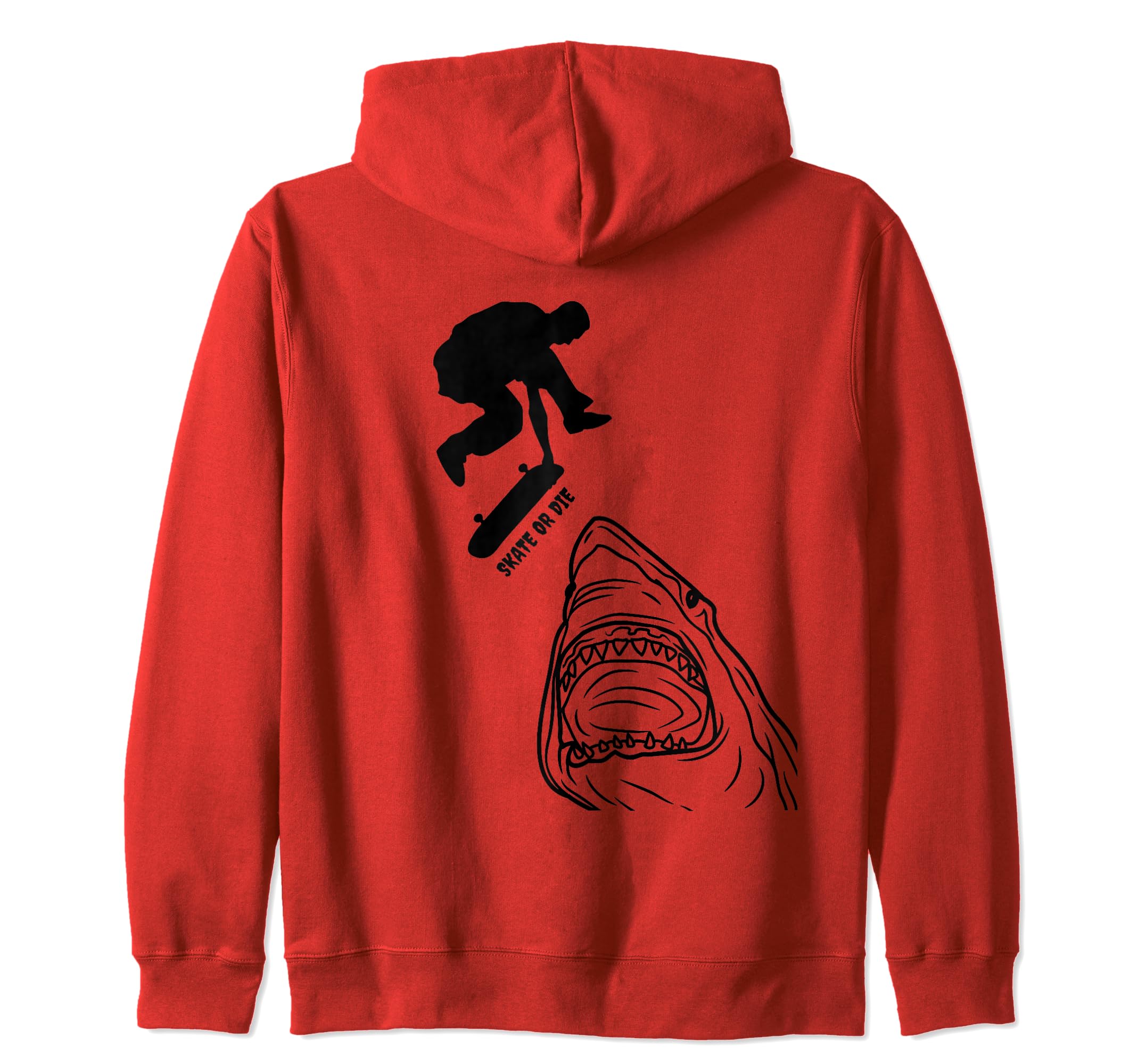 Shark Jaw Drawing Art Longboard Pro Skateboard tricks Skater Zip Hoodie