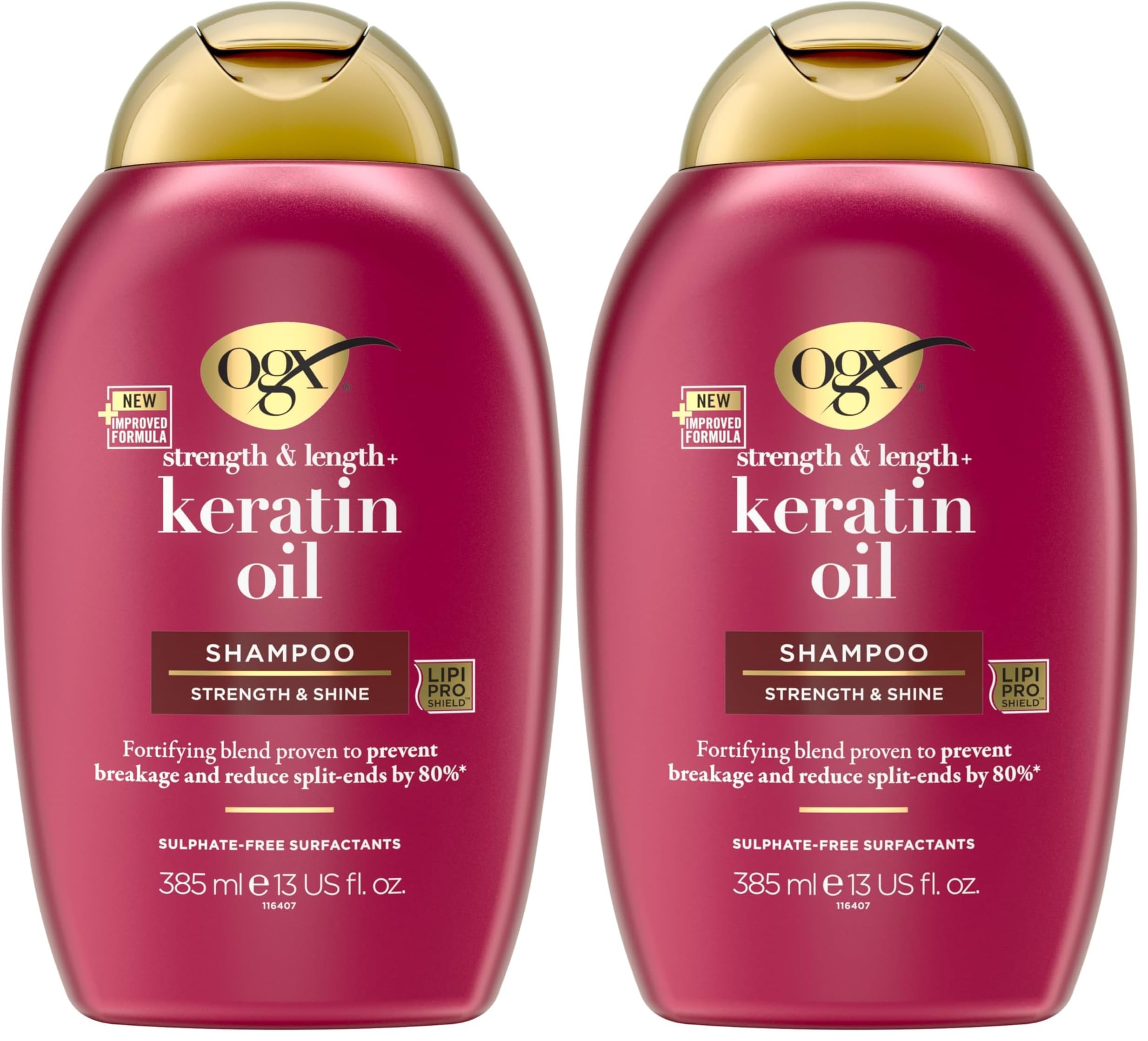 OGX Strength and Length Keratin Oil Shampoo, 385ml, 97751 (Pack of 2)