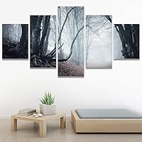 SIGNWIN 5 Panel Canvas Wall Art Modern Art Dramatic Forest Multicolor Photography Romantics Scenic for Home Decorations Ready to Hang - 60