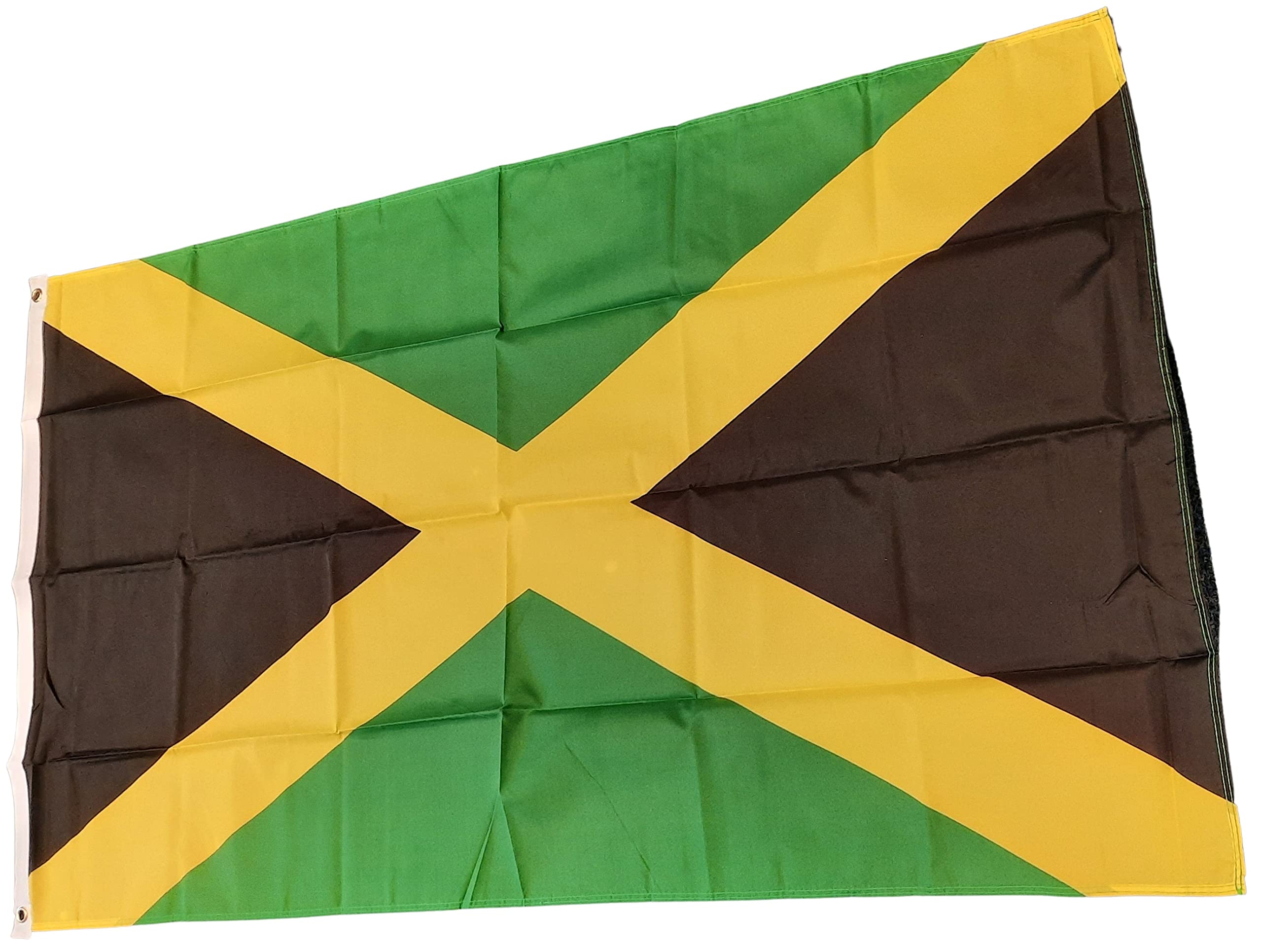 NWFlags Jamaica Flag 5ft x 3ft 75d Premium Polyester Suitable For Flagpoles | Strong Polyester 5x3 foot material Jamaican flag with Eyelets