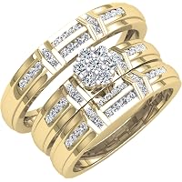 0.42 Carat Diamond Engagement Ring Trio Set - 10K White Gold, Bridal Set For Men & Women - View #11