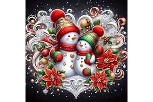 mrpwnle Diamond Art Kits for Adults, Christmas Diamond Painting Kits for Beginners, Christmas Snowman Diamonds Art Painting Kit, 5D Round Full Drill Crafts Kits Home Decor Gifts 12x12inch