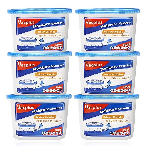 Vacplus Moisture Absorbers 6 Pack, Portable Humidity Absorber Boxes for Your Bathroom, Closet & Car, Dehumidifier with Fragrance Free, 10.5 Oz