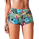 AI'MAGE Womens 3" Swim Board Shorts High Waisted Bathing Suit Bottoms Boy Shorts Adjustable Ruched Side Bikini Shorts S-XXL