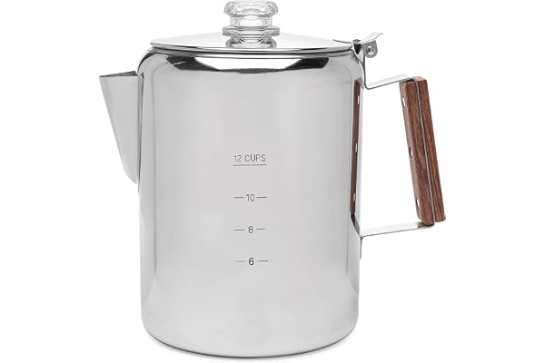 COLETTI Bozeman Percolator Coffee Pot – Camping Coffee Pot — NO Aluminum or Plastic [12 cup]