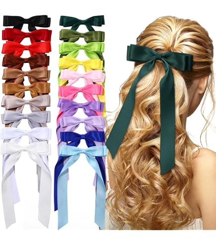 Amazon.com : Mimorou 16 Pcs Satin Hair Bows for Women Girls  display picture 1