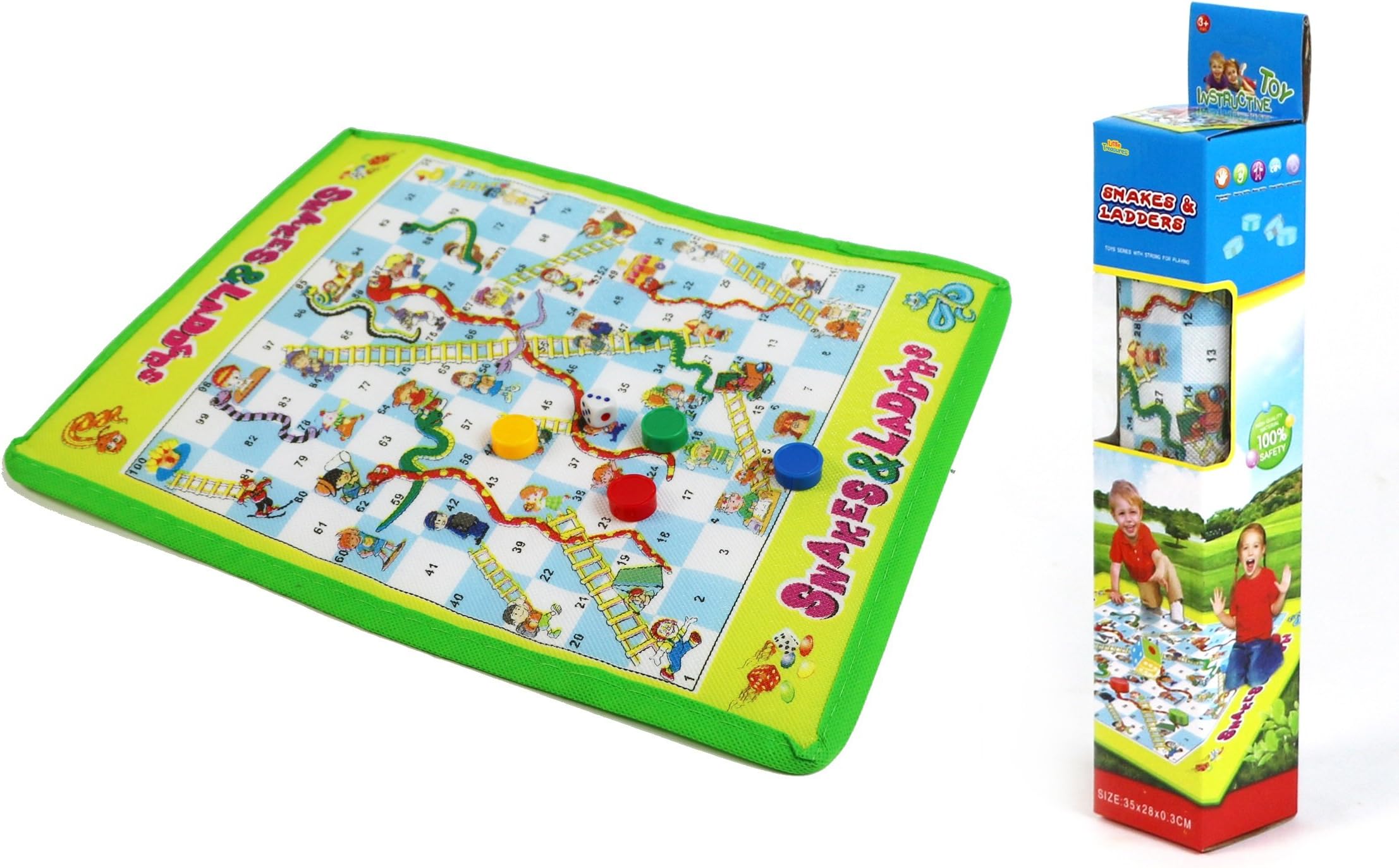 Roll-Out Snakes and Ladders Mat Board Game - A Portable Classic for the Whole Family to Enjoy!