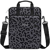 MOSISO 12.9 inch Tablet Sleeve Bag for iPad Pro 13 M4&iPad Air 13 M3 M2,iPad Pro 12.9 M2 M1 6/5th,Surface Laptop Go 12.4,Galaxy Tab S8+/S9+ 12.4, Leopard Grain Tablet Shoulder Bag with 3 Pockets,Black