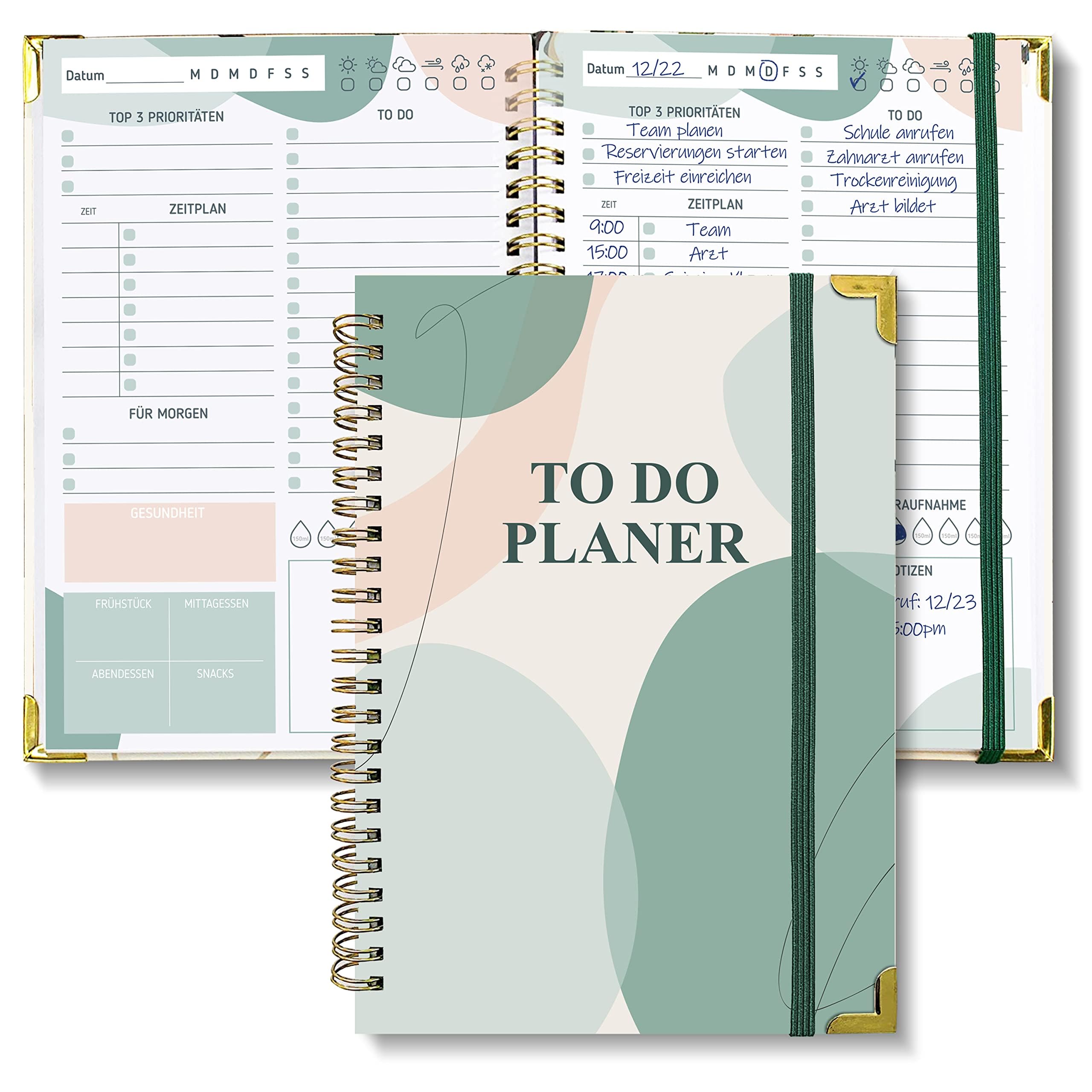 Biroyal Daily Planner Undated, Notebook with To Do List, Task List, Diary Spiral Pad, 120 Pages, 148 x 210 mm, Notepads, Hard Cover, Daily Planning for Office, School Organiser, Abstract — image 1