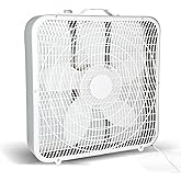 Simple Deluxe 20” Box Fan, 3-Speed Cooling Fan with Aerodynamic Shaped Fan Blades, Convenient Carry Handle and Safety Grills,