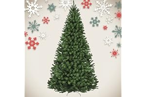 MOZSOY 8Ft Premium Christmas Tree with 1800 Tips for Fullness, Artificial Christmas Tree, Easy Assembly, Metal Foldable Base for Home, Office, Party Decoration, with Bag & Gloves