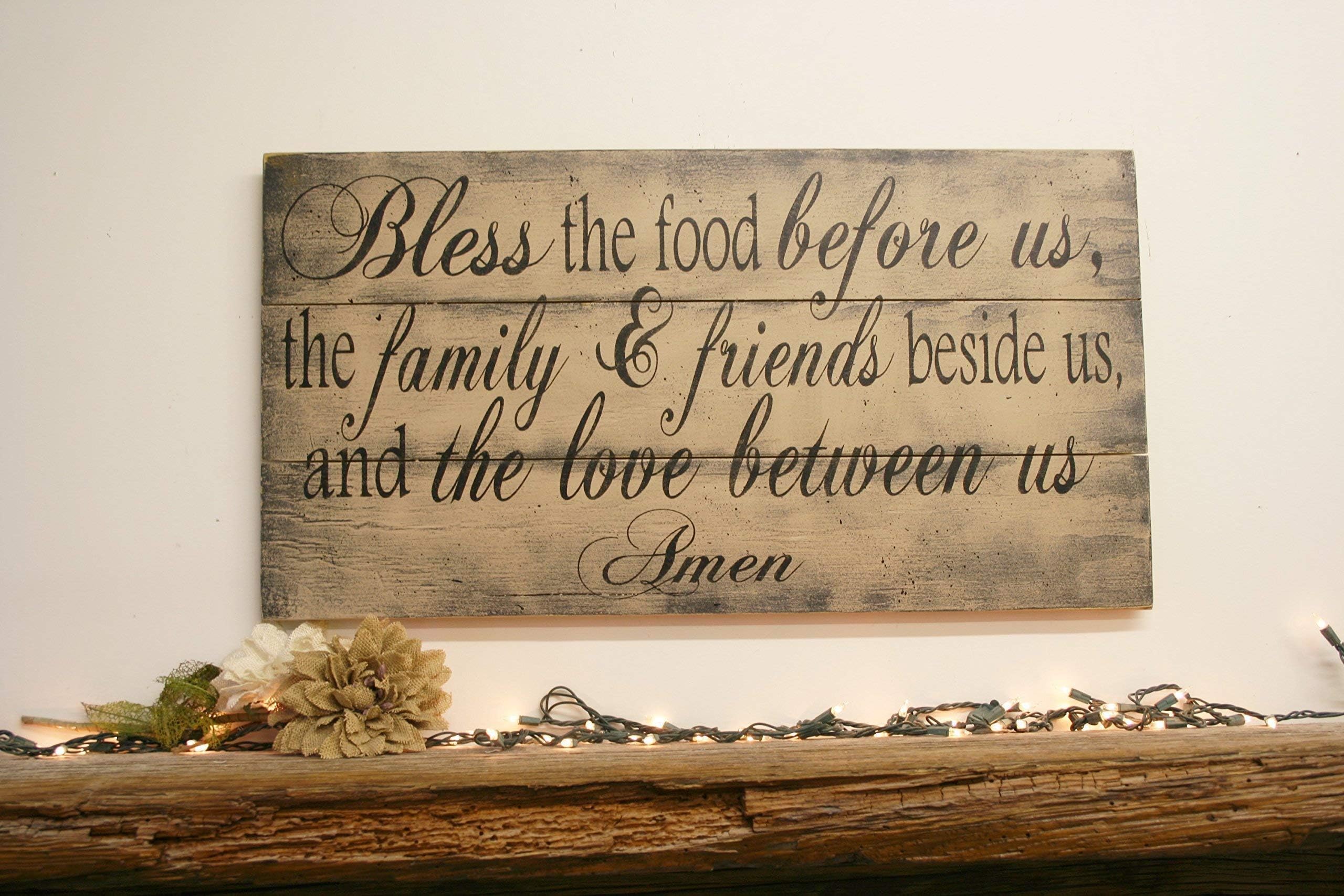 Bless The Food Before Us Kitchen Sign