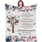 PIUFAM Christian Blanket Gifts for Women, Spiritual Gifts for Women, Prayer Blanket, Bible Gifts for Woman, Baptism Gifts, Catholic Present on Birthday Gifts for Christmas Thanksgiving 50X60in
