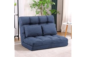 FLOGUOR Floor Sofa Chair with 2 Pillows,14-Position Adjustable Matress Couch for Adults Folding Lazy Sofa with Removable Cover and Metal Frame,Chaise Lounge Chair for Bedroom Living Room/Apartment
