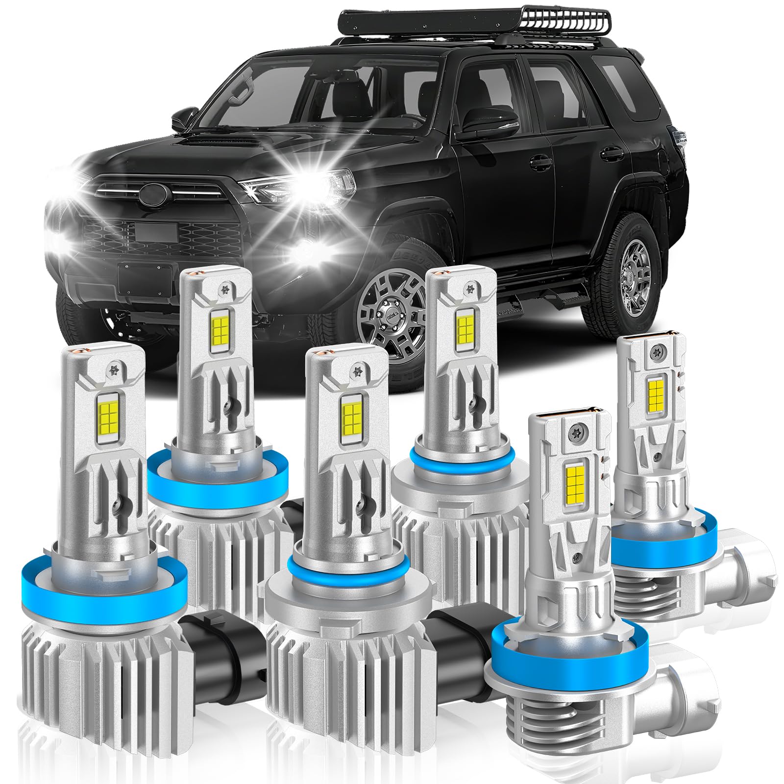 Photo 1 of GQWISCL Fit for Toyota 2010-2020 4runner Light Bulbs, High/Low Beam Fog Light Bulbs Combo, 800% Brightness CSP Chips, 6000K White, Efficient Heat Dissipation, Pack of 6
