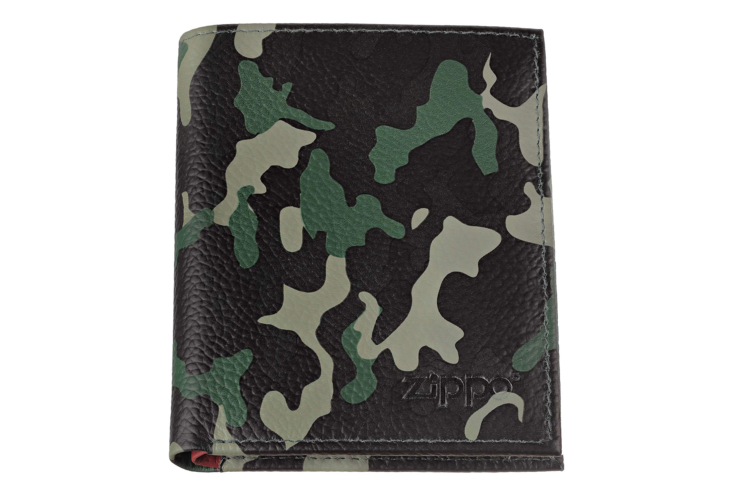 Zippo - Purse/Wallet for Women and Men, Leather, Green Camouflage, with RFID Protection, Ideal for Cards and Notes