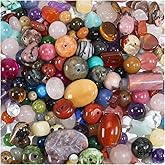 Assorted Natural Stone Beads for Jewelry Making - Mixed Bulk Semi Precious Gemstone Crystal Beads for Crafts Bracelets Earrings Necklace (0.25 Pounds)