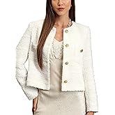 M.Infisavo 2026 Women Cropped Tweed Blazer Woolen Boucle Jackets Spring Fall Winter Elegant Business Casual Outfits